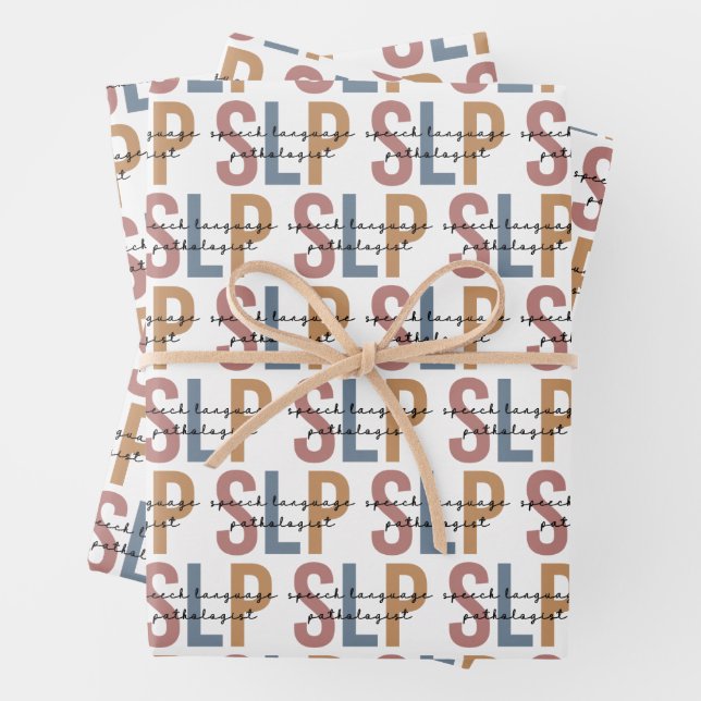 SLP Speech Language Pathologist Retro Pattern Wrapping Paper Sheets (In situ)