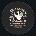 Slp Speechie Silly Goose Communication Looks Diffe Classic Round Sticker<br><div class="desc">Slp Speechie Silly Goose Communication Looks Different</div>