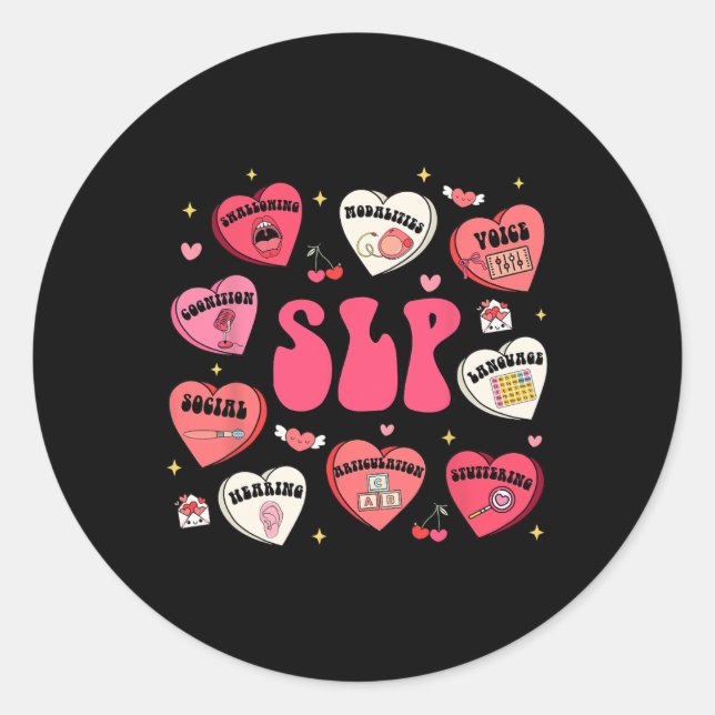 Slp Valentines Day  Classic Round Sticker (Front)