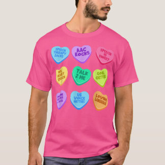 SLP Valentine's Day Pastel Candy Heart SLPA Speech T-Shirt