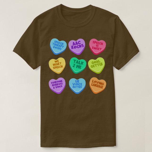 SLP Valentines Day Pastel Candy Heart SLPA SpeechL T-Shirt (Design Front)