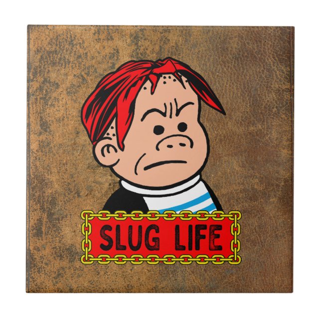 "Slug Life" Faux Leather  Ceramic Tile (Front)