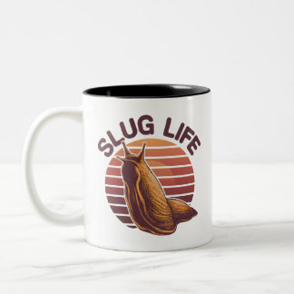 Slug Life Funny Pun Vintage Gift For Slug Lover Two-Tone Coffee Mug