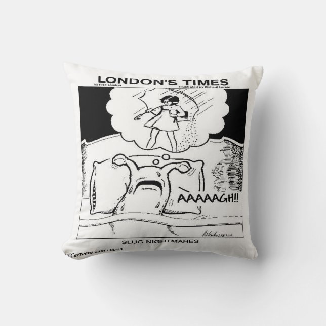 Slug Nightmares Funny Throw Pillow (Front)