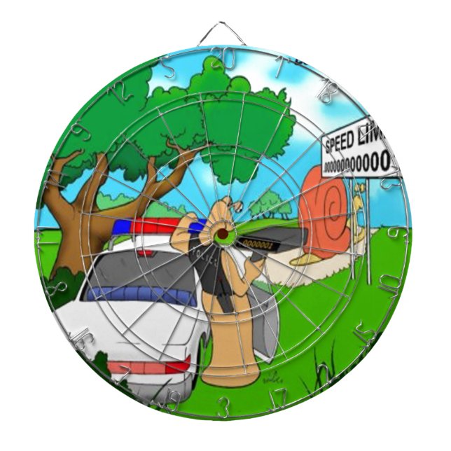 Slug Traffic Cop Funny Dartboard With Darts (Front)