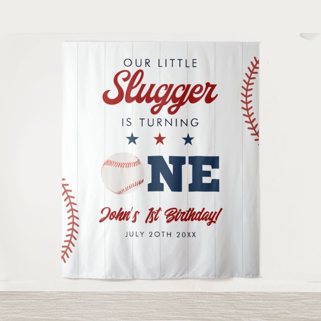 Slugger Baseball 1st Birthday Photo Backdrop (Front)