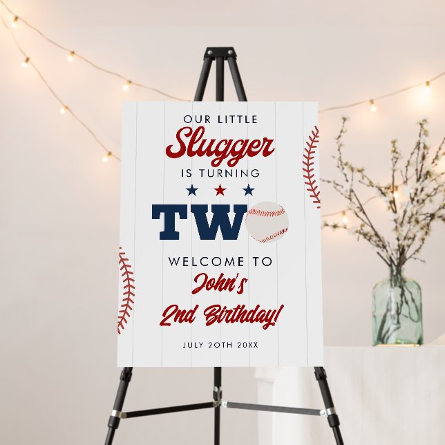 Slugger Baseball 2nd Birthday Welcome Sign (In Situ (Stand))
