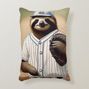 "Slugger Sloth: Slow and Steady at the Plate" Accent Pillow