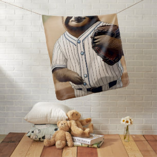 "Slugger Sloth: Slow and Steady at the Plate" Baby Blanket