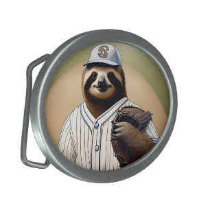 "Slugger Sloth: Slow and Steady at the Plate" Belt Buckle