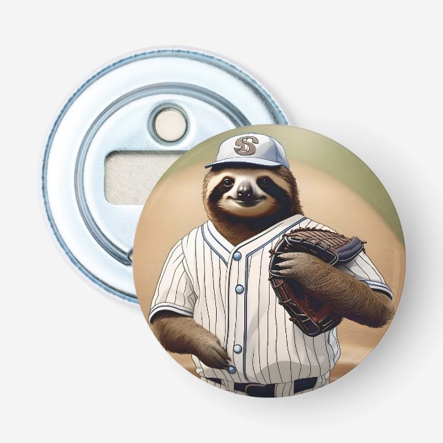 "Slugger Sloth: Slow and Steady at the Plate" Bottle Opener (Front)