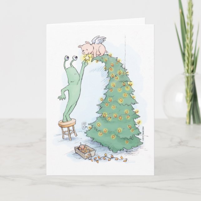 sluggo and the pigangel tree holiday card (Front)