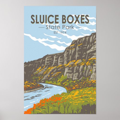 Sluice Boxes State Park Montana Vintage  Poster