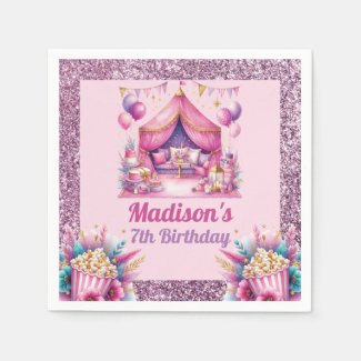 Slumber Birthday Party Custom Pink Purple glitter