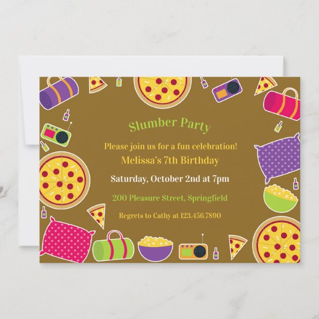 Slumber Birthday Party Flat Invitation (Front)