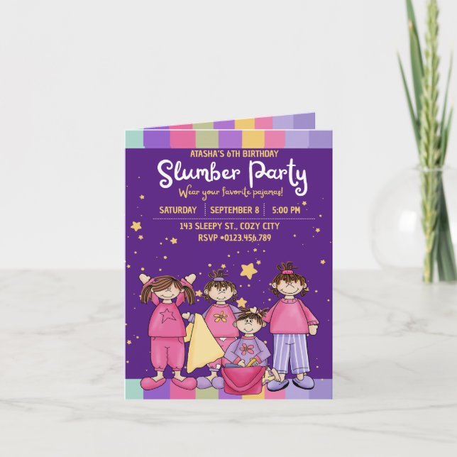 Slumber Birthday Party Folded Invitation (Front)