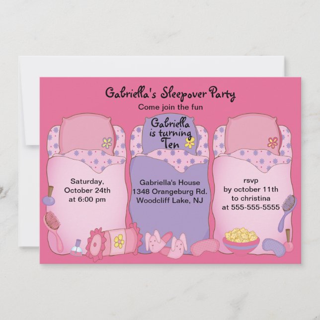 Slumber Birthday Party Invitation (Front)