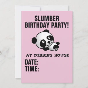 SLUMBER BIRTHDAY PARTY PANDA BEAR INVITATIONS