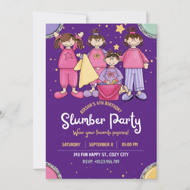 Slumber Birthday Party with Friends  Invitation (Front)