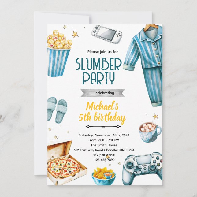 Slumber boy theme invite (Front)