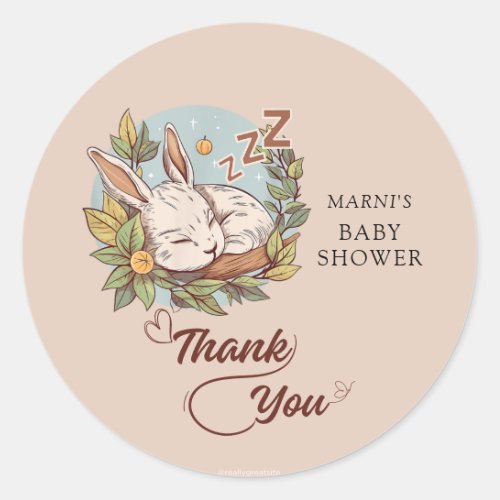 Slumber Bunny Baby Shower Classic Round Sticker
