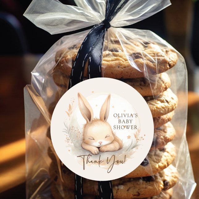 Slumber Bunny Baby Shower Classic Round Sticker (Creator Uploaded)