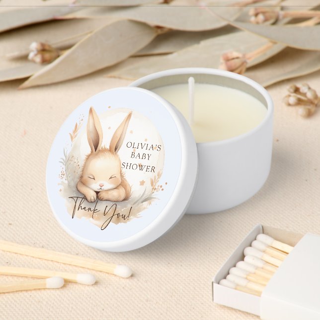 Slumber Bunny Boys Baby Shower Mini Candle Favors (Insitu)