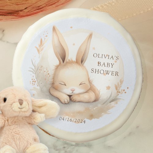 Slumber Bunny Boys Baby Shower Sugar Cookie
