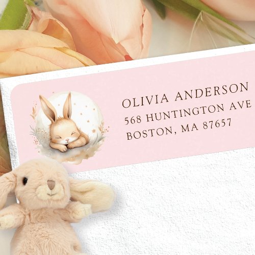 Slumber Bunny Girls Baby Shower Address Label