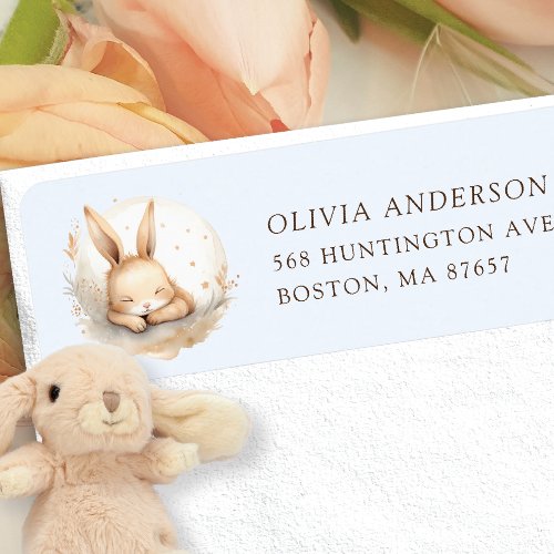 Slumber Bunny Girls Baby Shower Address Label