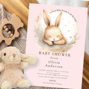 Slumber Bunny Girls Baby Shower Invitation