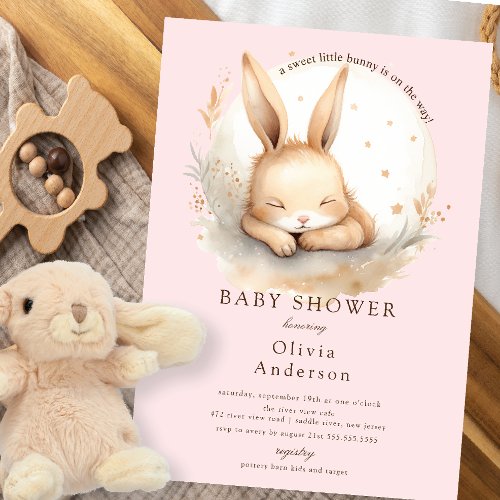 Slumber Bunny Girls Baby Shower  Invitation