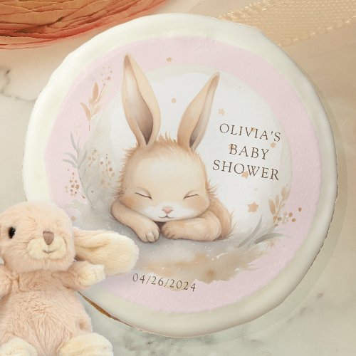 Slumber Bunny Girls Baby Shower Sugar Cookie