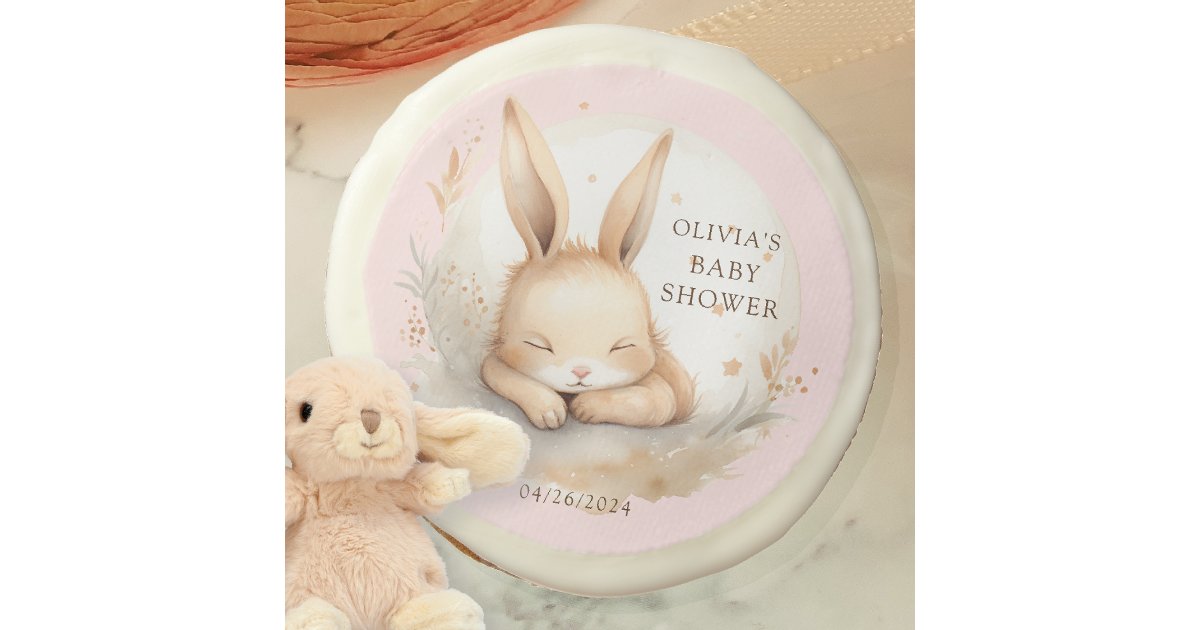 Slumber Bunny Girls Baby Shower Sugar Cookie | Zazzle