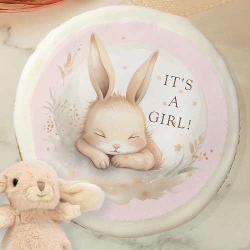 Slumber Bunny Its A Girl Baby Shower Sugar Cookie