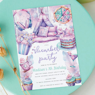 Slumber Girl Birthday Party Pastel Fun Invitation