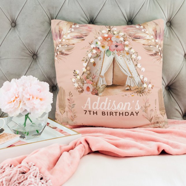 Slumber Pajama Party Personalized Bohemian Throw Pillow (Creator Uploaded)