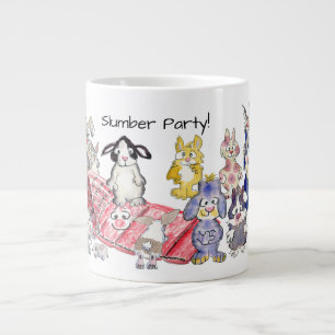 Slumber Party 21 Cartoon Rabbits Large Coffee Mug
