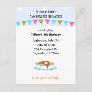 Slumber Party and Pancake Breakfast Invitation
