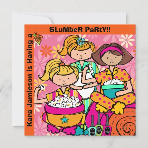 Slumber Party Birthday Customized Invites