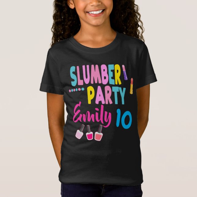 Slumber Party Birthday Girl Custom Sleepover T-Shirt (Front)