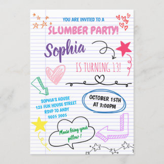 Slumber Party Birthday Girls Tween Teen Kids Invitation