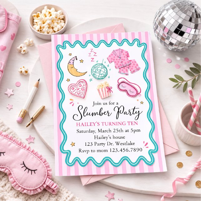 Slumber Party Birthday Invitation – Pink Pajama Sl (Creator Uploaded)