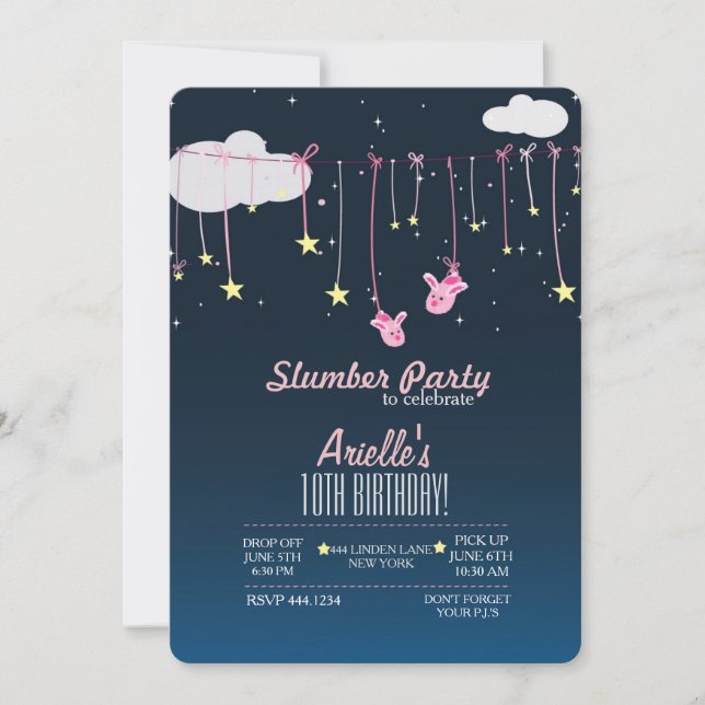 Slumber Party Birthday Invitations (Front)