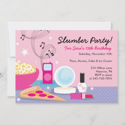 Slumber Party Birthday Invitations