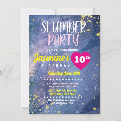 Slumber Party Birthday Tie Dye Fun Print Invitation