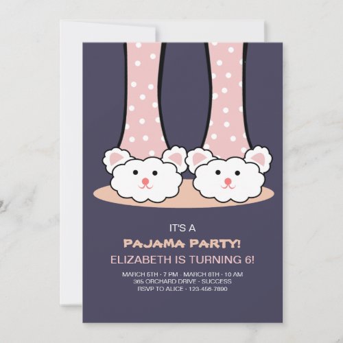 Slumber Party Bunny Slippers Invitation