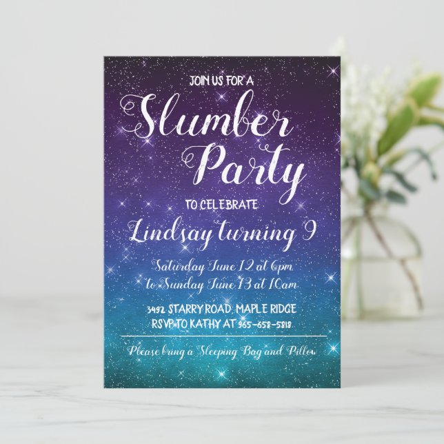 Slumber Party Camping Birthday Invitation  (Standing Front)