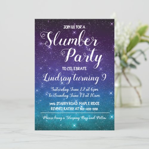 Slumber Party Camping Birthday Invitation 