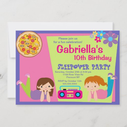 Slumber Party Fun Birthday Invitation